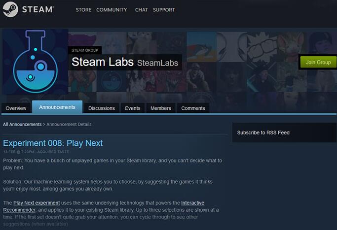 科技动态:Steam的机器学习驱动的Play Next上线