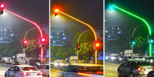 行车信息:孟买交通信号灯上的LED灯